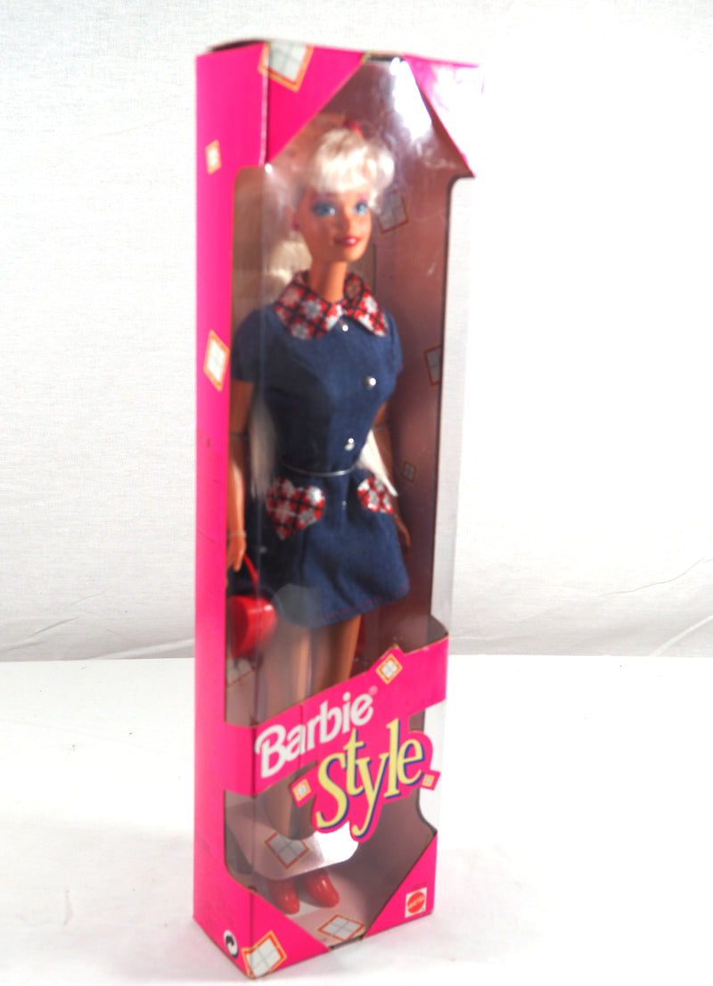 Vintage Barbie Style 1997 Denim Jean Dress Red Purse Fashion Doll NIB New