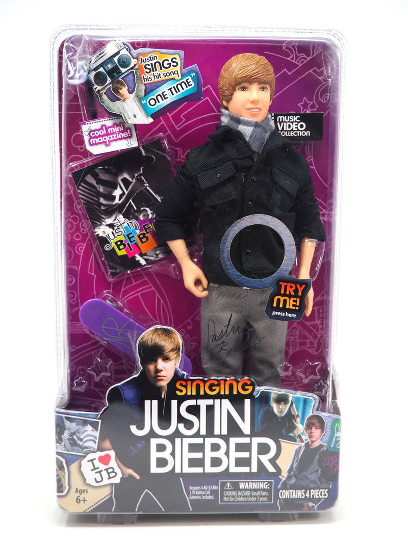 Singing Justin Bieber 2010 Sings One Time With Mini Magazine and Skateboard