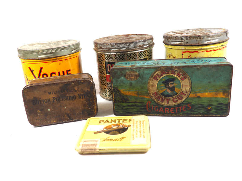Vintage Empty Tobacco & Military Button Polishing Kit Tins