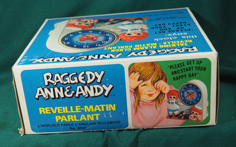 Janex Raggedy Ann & Andy Vintage Talking Alarm Clock w/Original Box/Instructions