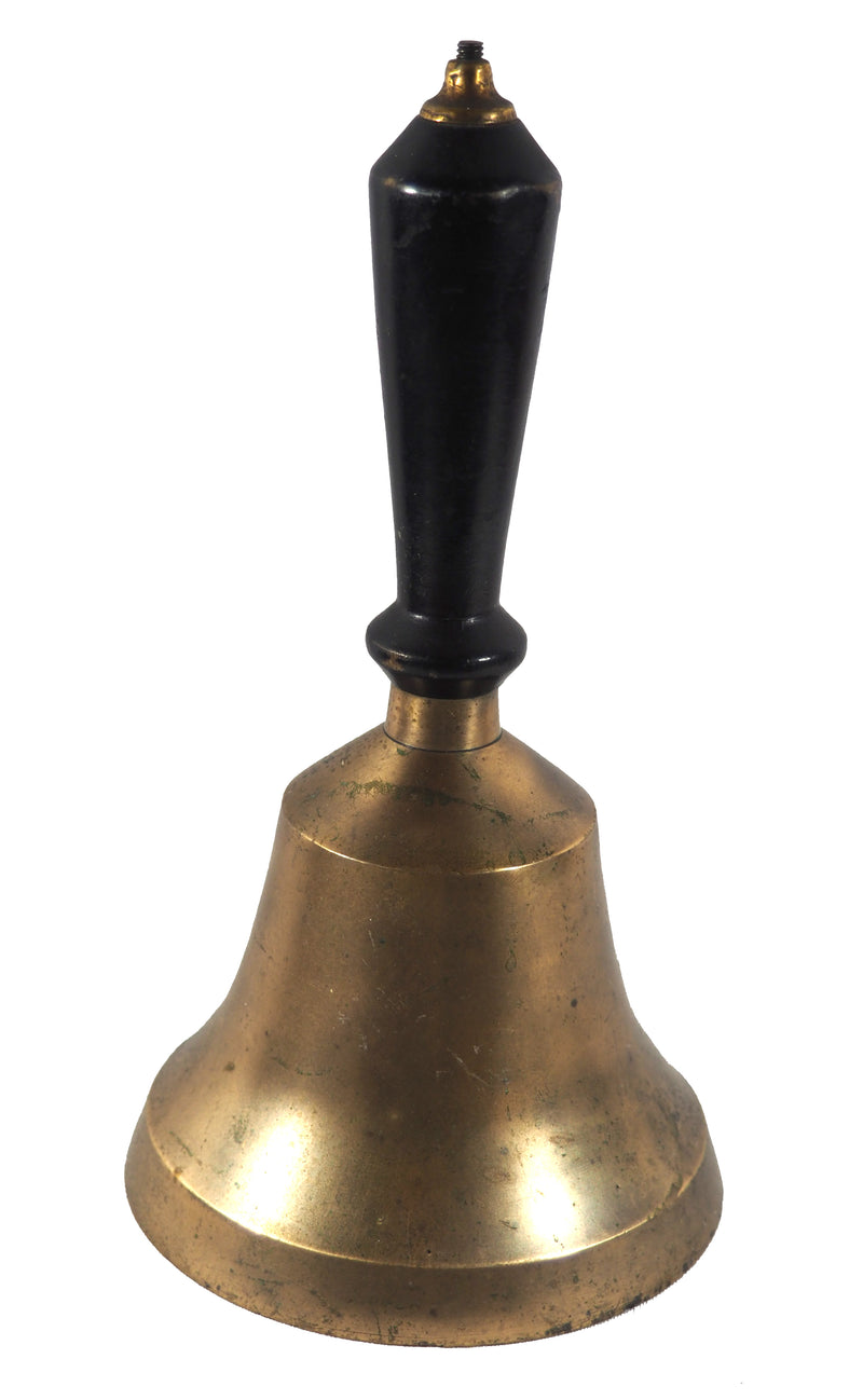 8" Tall Brass School Bell with Wooden Handle