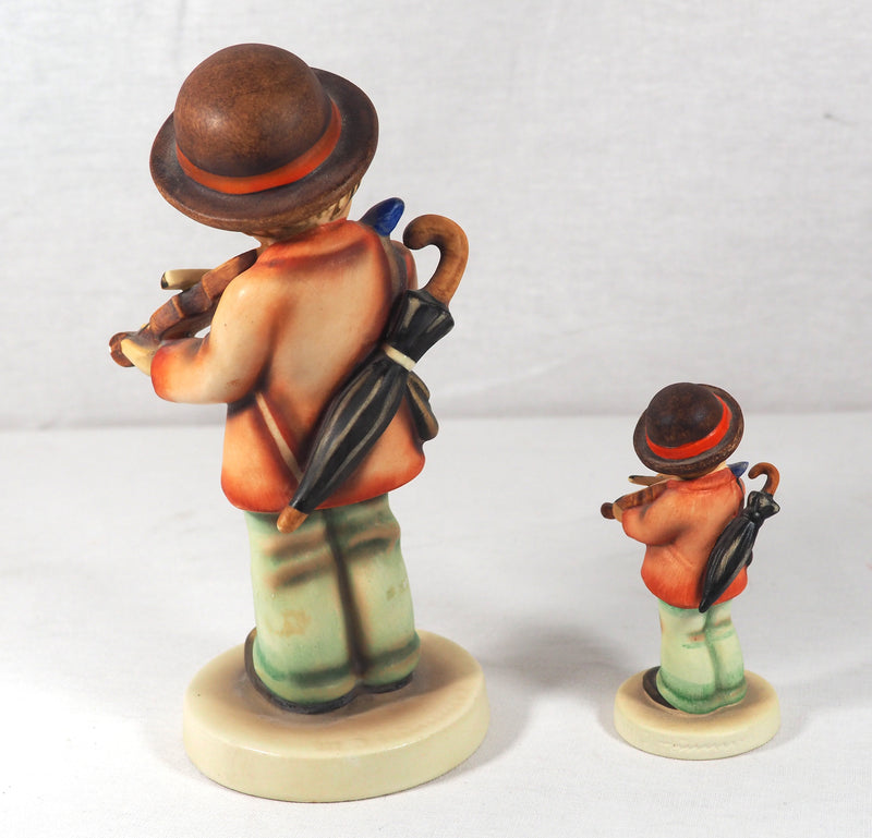 2 "Little Fiddler" Hummel Figurines - (6" #2/0 TMK4) and (3" # 2 2/0 TMK6)