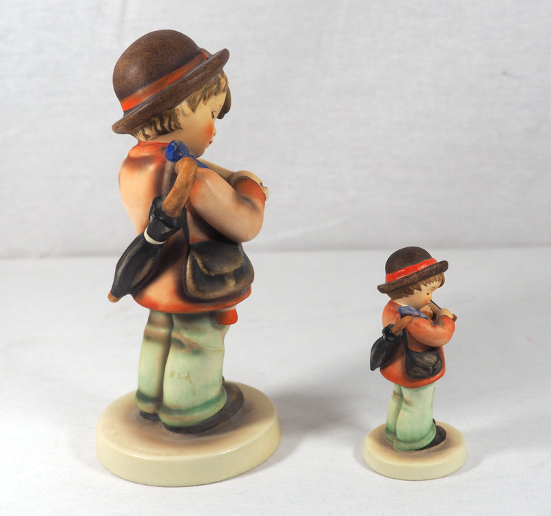 2 "Little Fiddler" Hummel Figurines - (6" #2/0 TMK4) and (3" # 2 2/0 TMK6)
