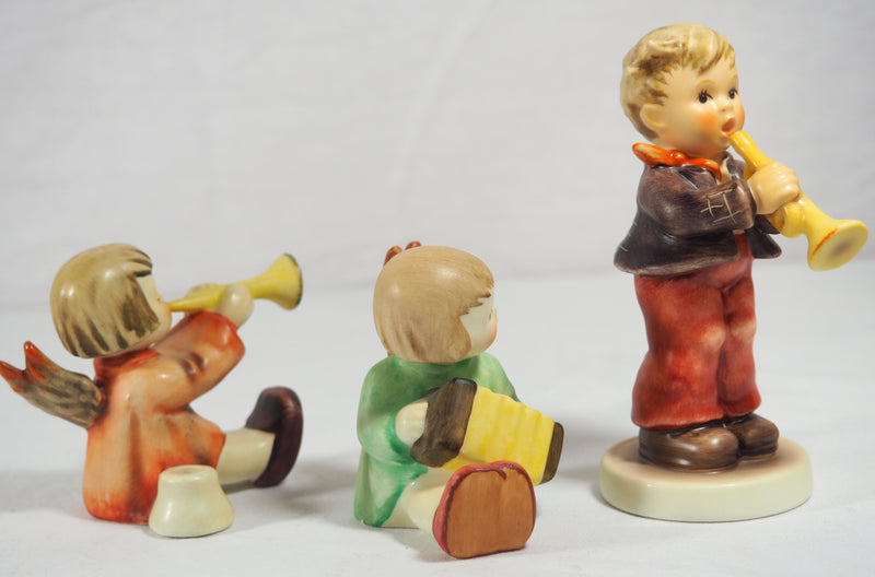 3 Hummel Music Figurines Molds #2244, #238 B & Angel with Horn - Mint