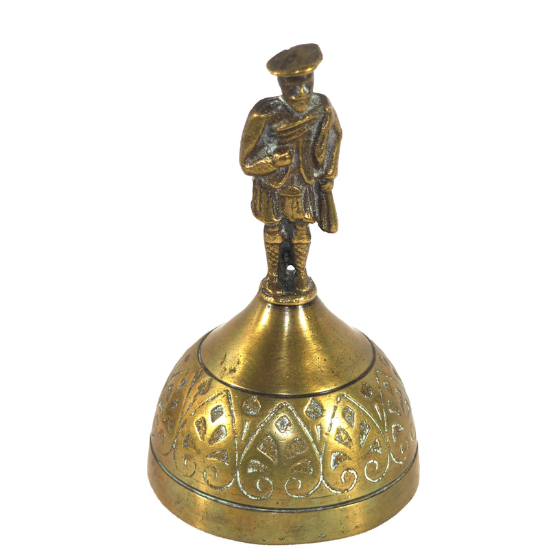 Ornate Brass Bell with European Subject Handle