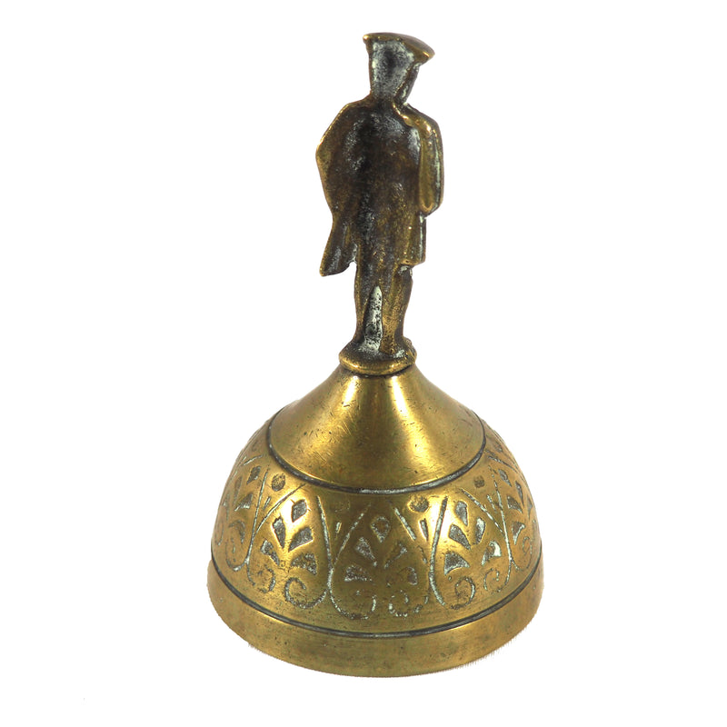 Ornate Brass Bell with European Subject Handle