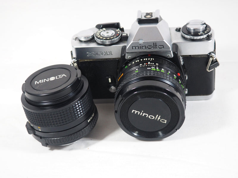 Minolta XD11 Camera w/ MD Rokkor-X 50mm f:1.4 & MD 28mm Lens