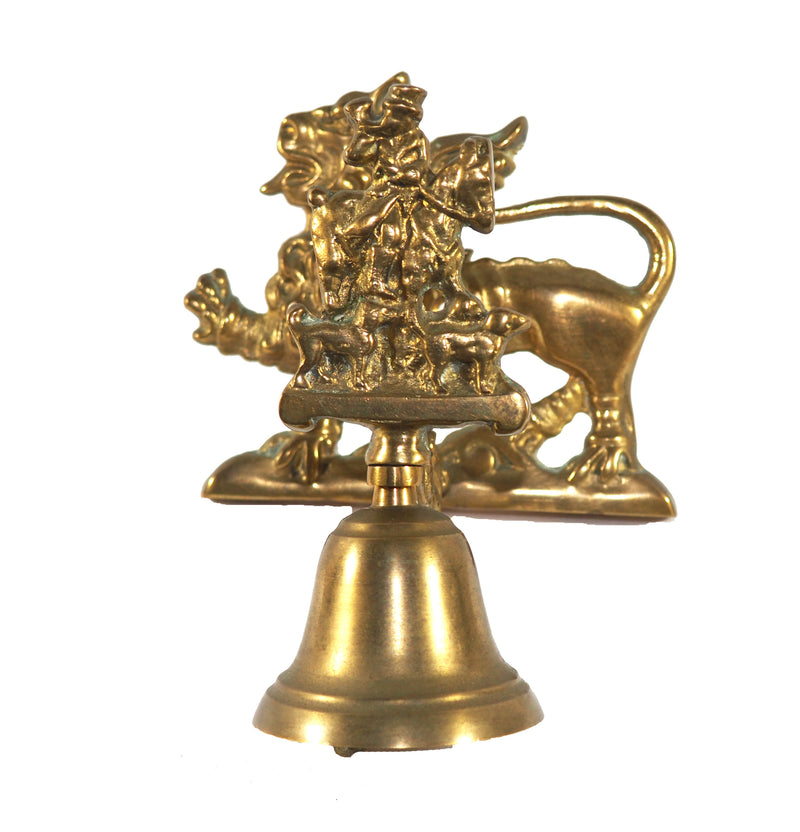 Brass Wall Bell with Lion and Fox Hunter with Dogs