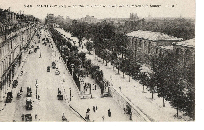 248. PARIS - La Rue de Rivoli, le Jardin des Tuileries et Le Louvre Postcard - Unposted