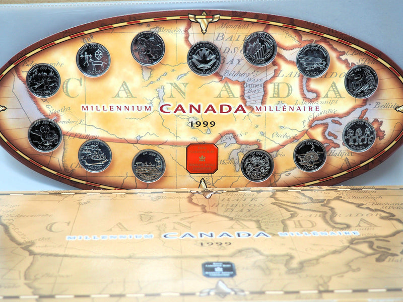 coin set 1999 Canada Millennium Quarters Commemorative Coin Set Including Display Card