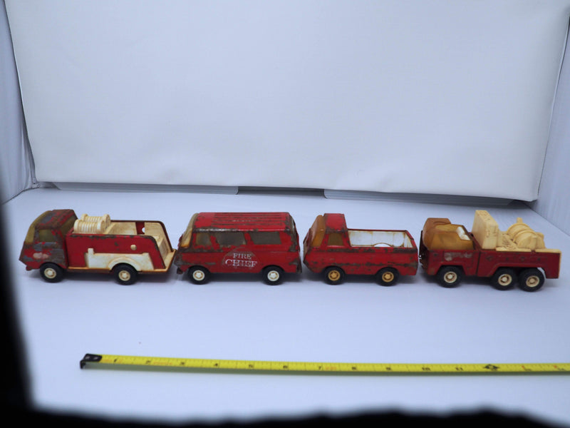 Four Diecast Fire Trucks - 1 BuddyL and 3 Tonka