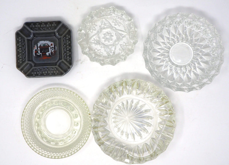 Lot of Five 5 Vintage Ashtrays (one made by Wade in Ireland)