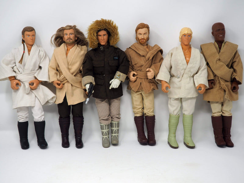Vintage Lot of 6 Hasbro Star Wars 12" Action Figures Han Solo, Obi-Wan Kenobi..