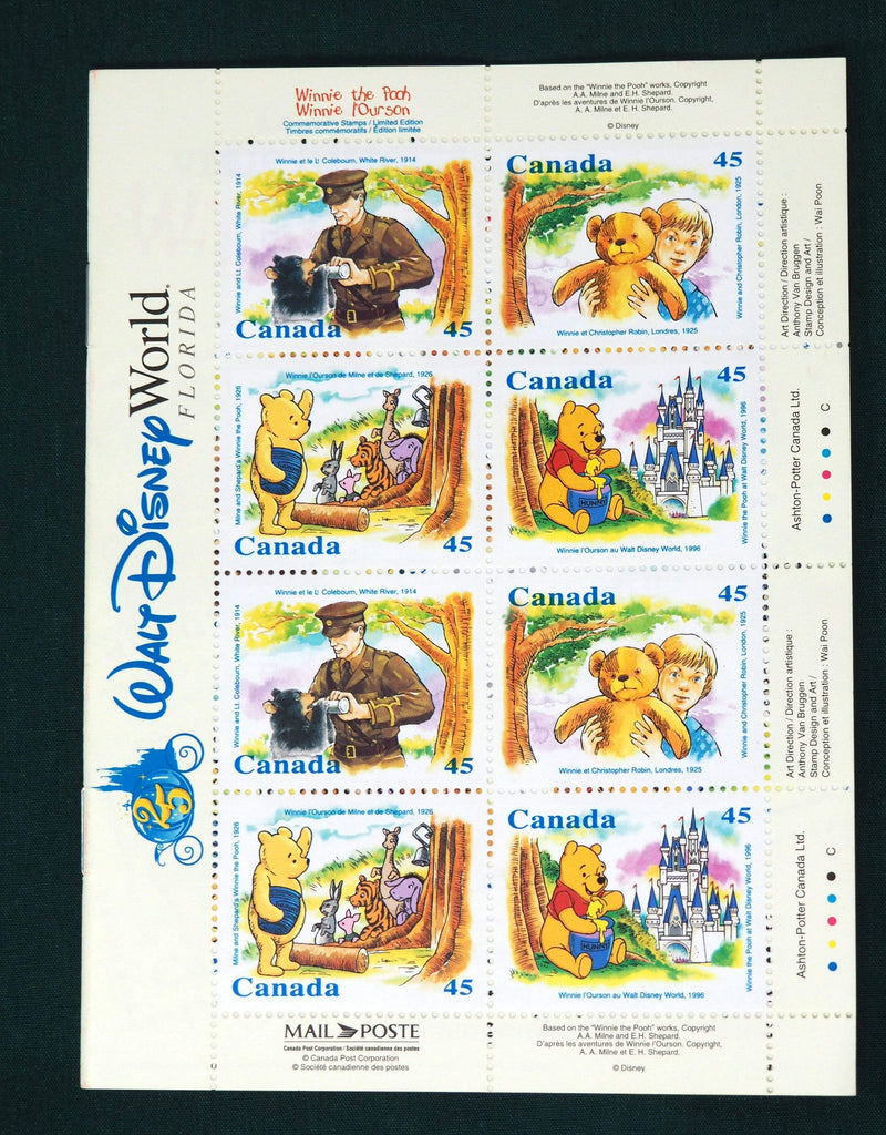 Winnie the Pooh Disney World Florida 45 cent Canada Stamps