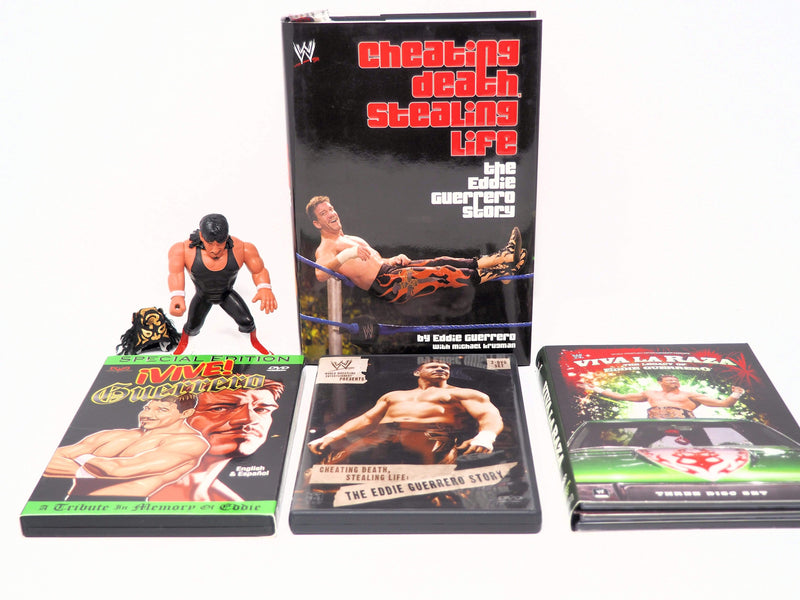 WWE WWF WCW Eddie Guerreo Collector's Bundle (Action Figure, Book & 3 DVDs)